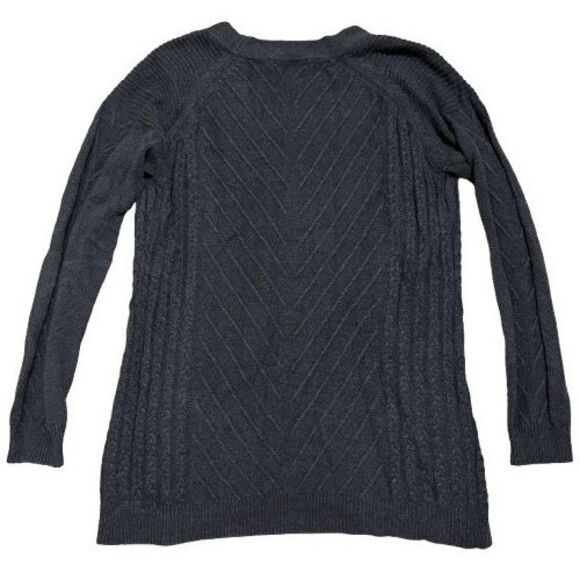 Belle by Belldini Women's Cardigan Sweater Sz L Charcoal Gray Knit Open Front - Picture 10 of 12